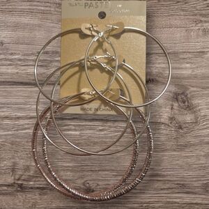 Pastels Clothing Silver Tone  Hoop Earring Set